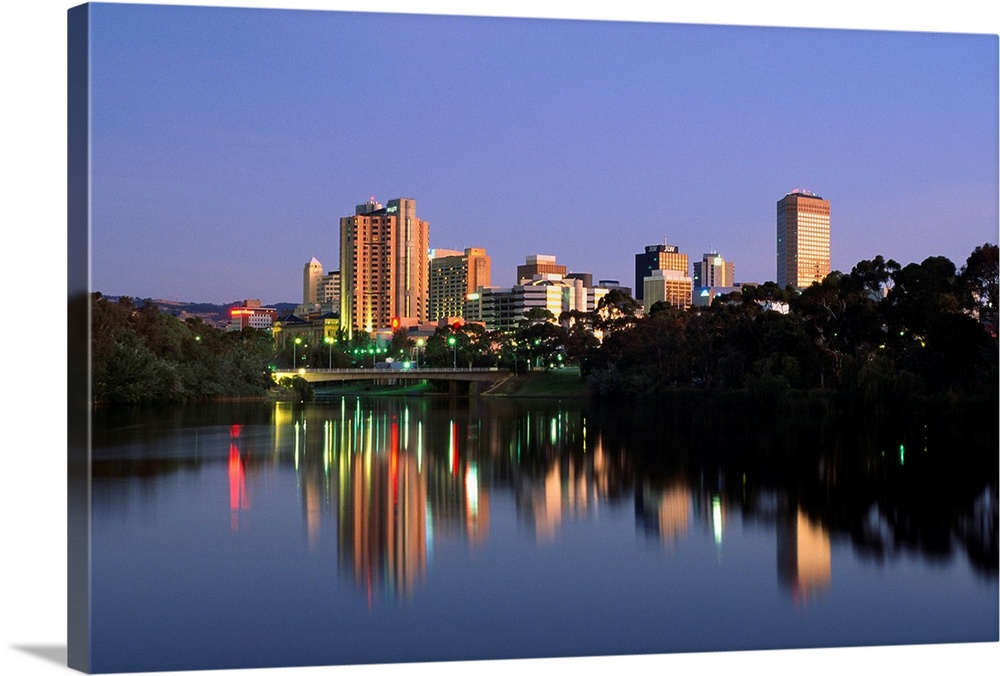 Australia, South Australia, Adelaide, View of the town from Torrens Lake