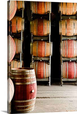 Australia, Victoria, Dixon Creek, wine barrells cellar at De Bortoli Winery
