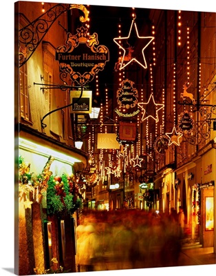 Austria, Salzburg, Christmas along Getreidegasse, a famous shopping street