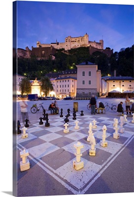 Austria, Salzburg, Kapitelplatz, giant chess board
