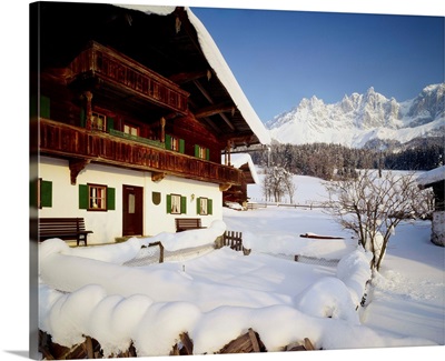 Austria, Tyrol, Kitzbuhel, Chalet and Wilder Kaiser range