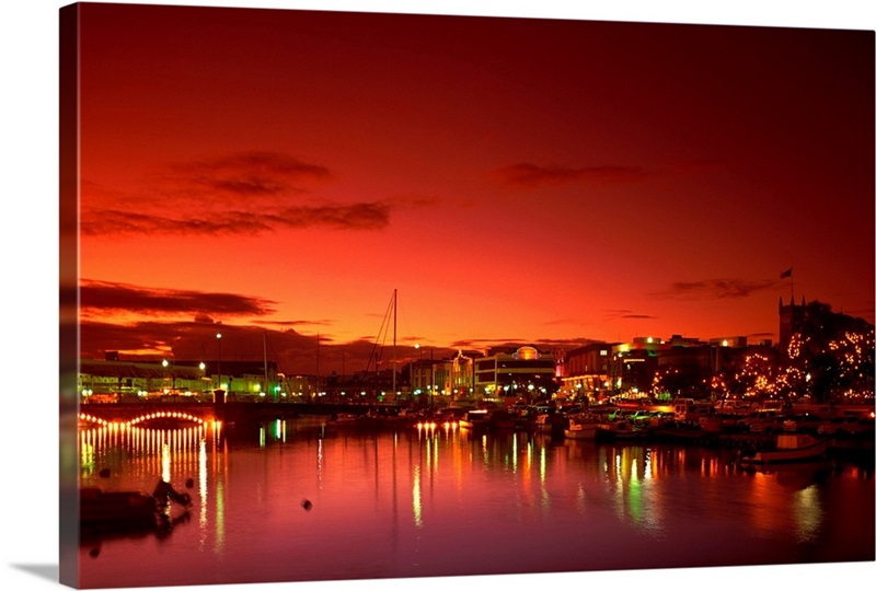 Barbados, Bridgetown, night skyline