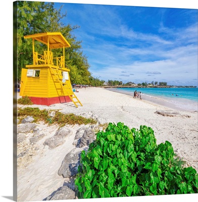 Barbados, West Indies, Oistins, Enterprise Beach with lifeguard lookout