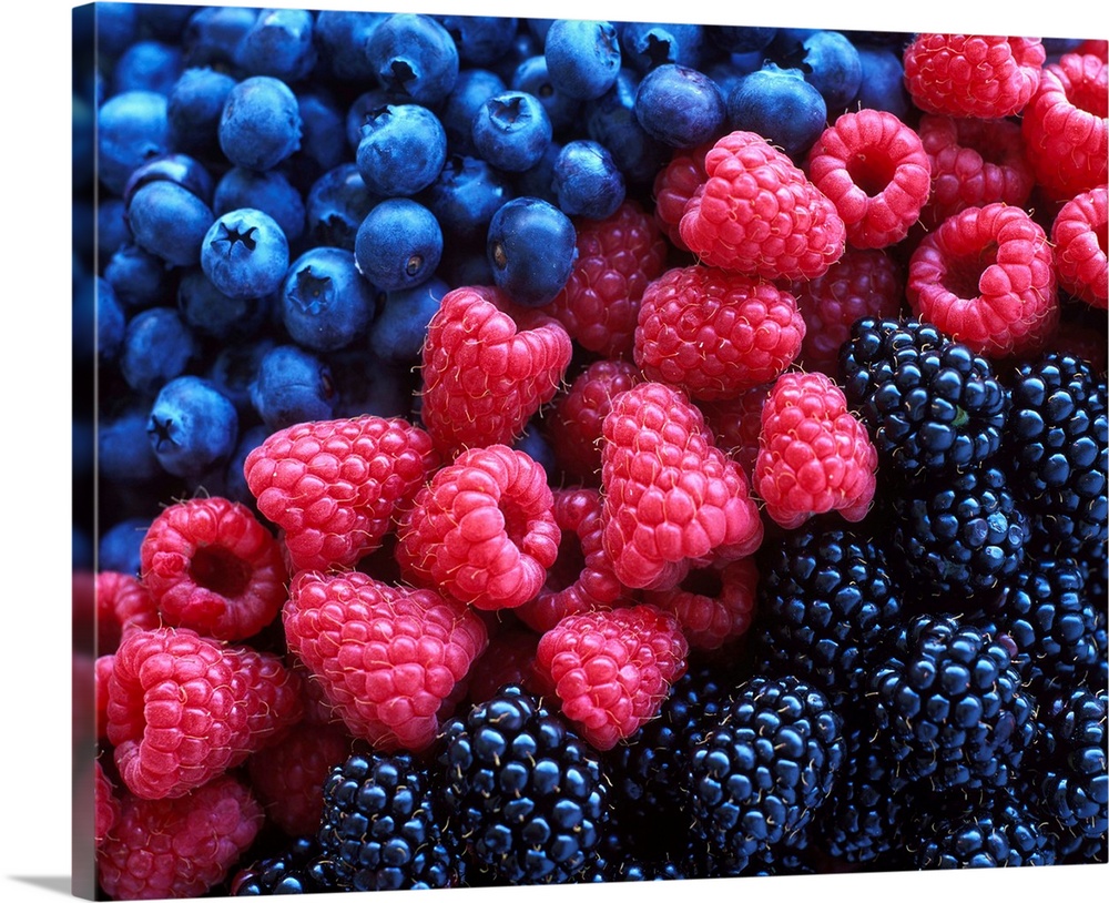 Blueberries, raspberries and blackberries
