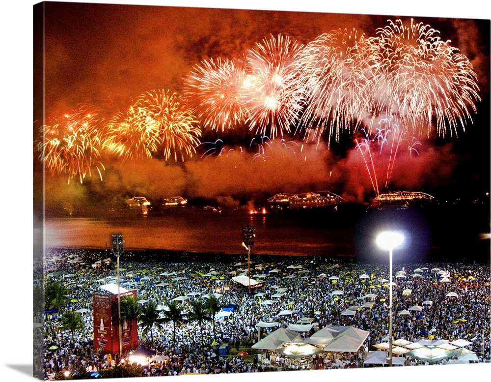 Brazil, Rio de Janeiro, Copacabana, Atlantic ocean, New Year's Eve celebration