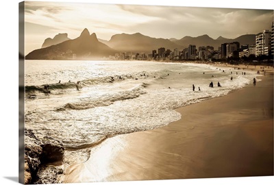 Brazil, Rio de Janeiro, Ipanema beach, The beach at sunset