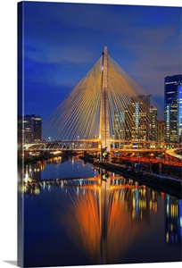 Brazil, Sao Paulo, Octavio Frias de Oliveira cable-stayed bridge and Tower Bridge image thumbnail