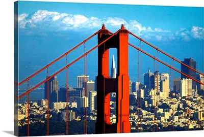 CA, San Francisco, Golden Gate Bridge, View of the Transamerica Pyramid