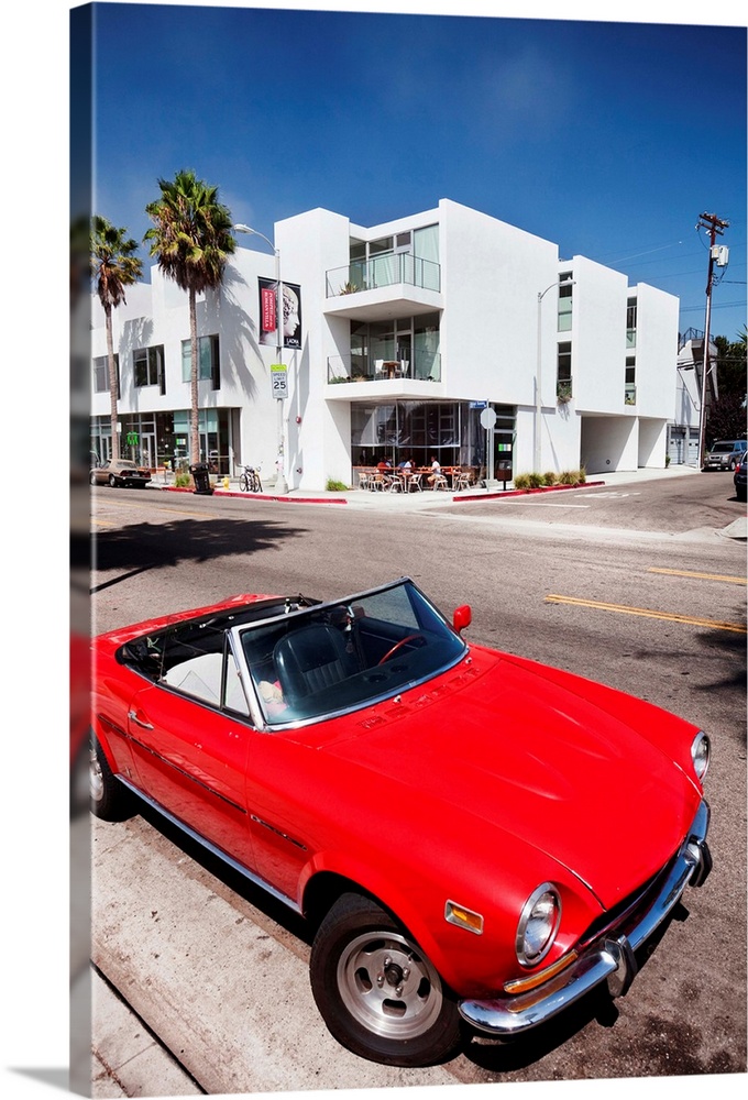 California, Los Angeles, Venice Beach, Vintage red convertible