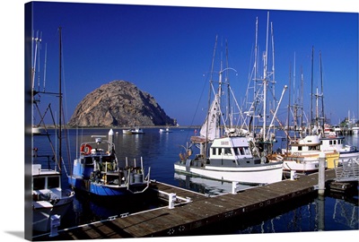California, Morro Bay, the port and Morro Rock