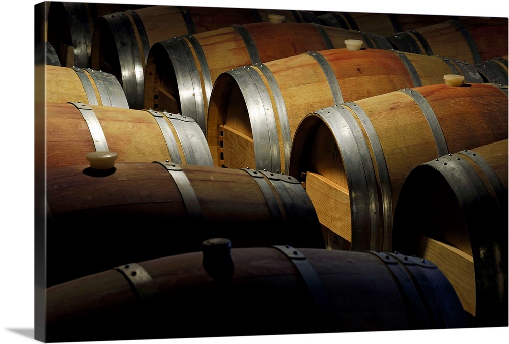 United States, USA, California, Napa Valley, Travel Destination, Barrel room at the Hess Collection Winery