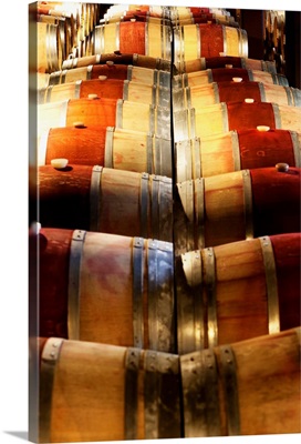 California, Napa Valley, Barrel room at the Hess Collection Winery
