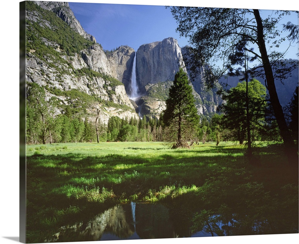 United States, USA, California, Yosemite National Park, Yosemite Falls with Spring time flow in Yosemite Valley