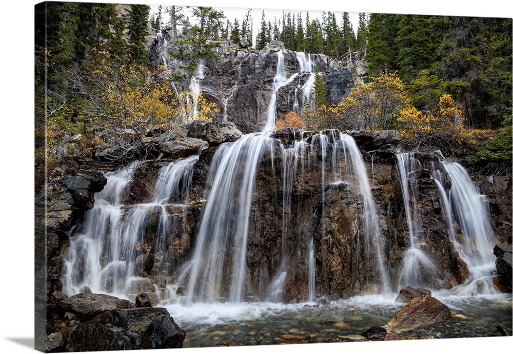 Canada, Alberta, Jasper National Park, Rocky Mountains, Canadian Rocky Mountains, Tangle Creek Falls in Jasper National Park.