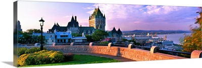 Canada, Quebec, Quebec city, Chateau Frontenac and St Lawrence River at sunset
