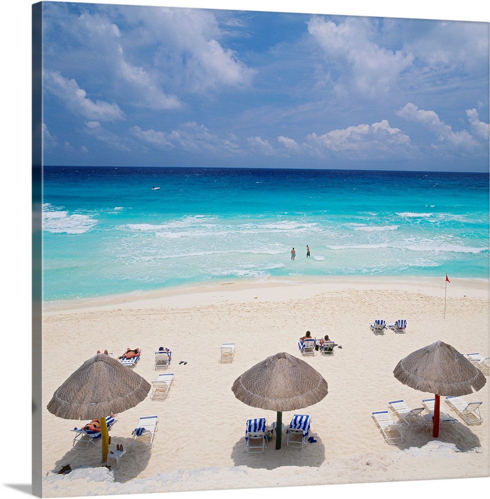 Cancun Mexico Beach Sea Framed SINGLE CANVAS PRINT Wall Art