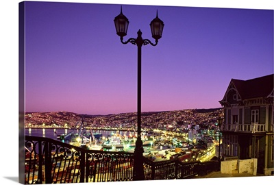 Chile, Valparaiso, View of the town from Naval Museum