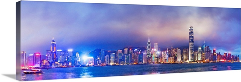 China, Hong Kong, City skyline at night Wall Art, Canvas Prints, Framed ...