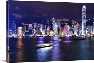 Postereck 3305 Poster & Canvas Hong Kong Skyline China Asia Metropolis Evening