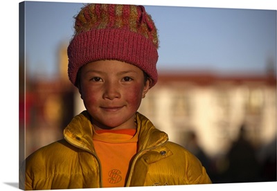 China, Tibet, Young Tibetan Girl on the Tibetan New Year
