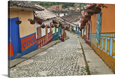 Colombia, Antioquia, colorful street at Guatape town