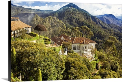 Colombia, Bogota, Monserrate Hill, Santa Clara Restaurant and Guadalupe mountain