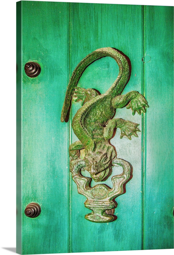 Colombia, Bolivar, Cartagena, Colonial Quarter, Architectural detail, door knocker