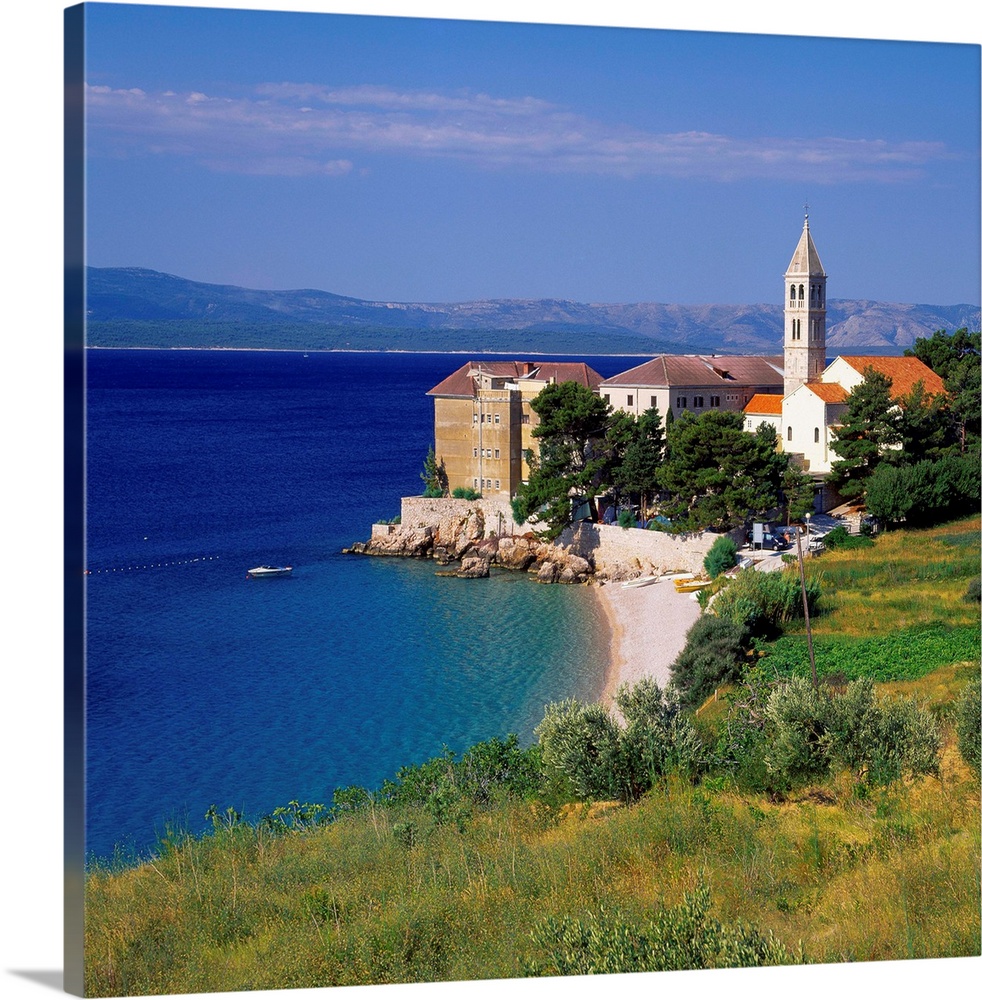 Croatia, Dalmatia, Adriatic Coast, Brac island, Bol, Beach at the Dominican Monastery