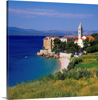 Croatia, Dalmatia, Adriatic Coast, Brac Island, Bol, Beach at the Dominican Monastery