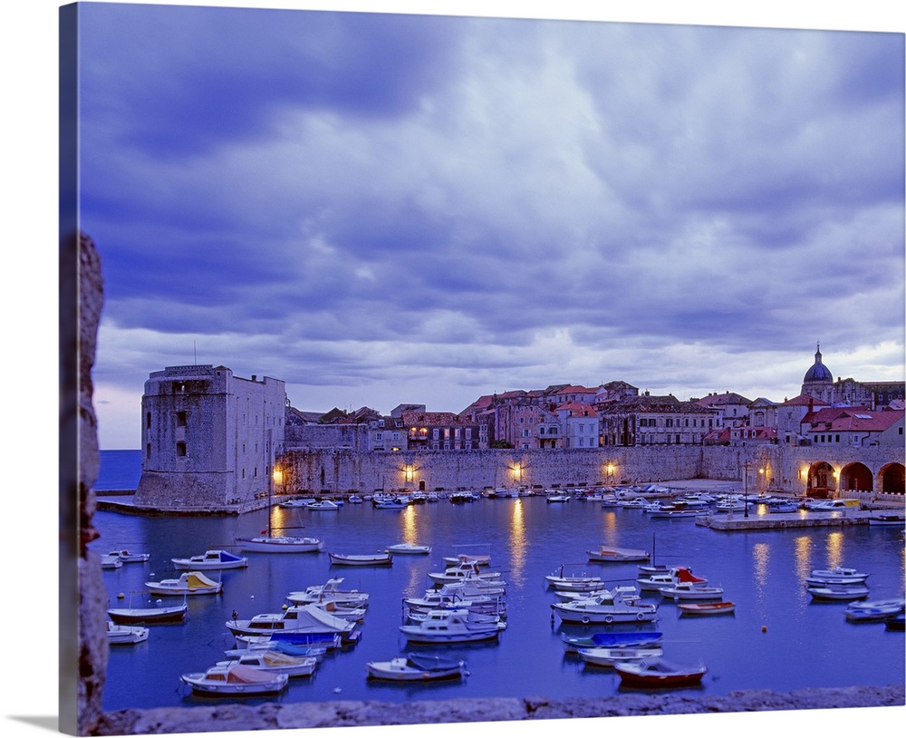 Croatia, Dalmatia, Dubrovnik, old port and St Ivan Fortress