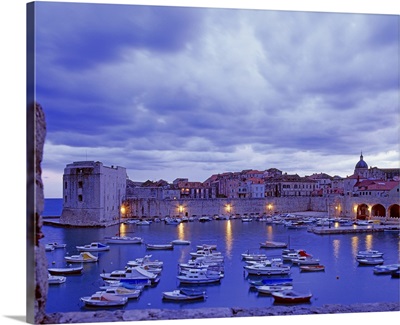 Croatia, Dalmatia, Dubrovnik, old port and St Ivan Fortress