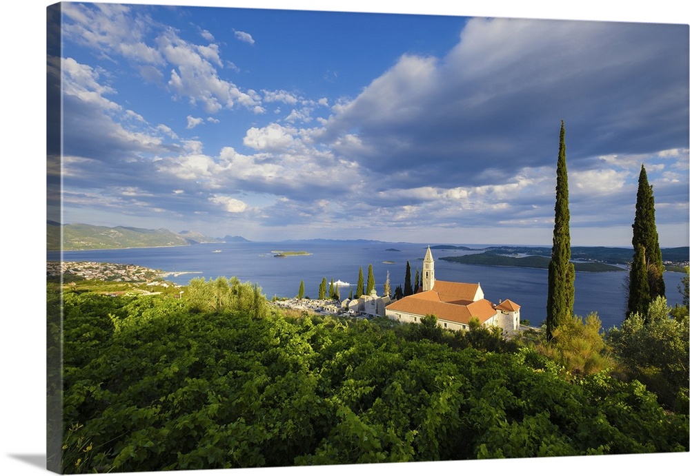 Croatia, Dalmatia, Peljesac Peninsula, Mediterranean sea, Adriatic sea, Adriatic Coast, Orebic, Last lights on the monaste...