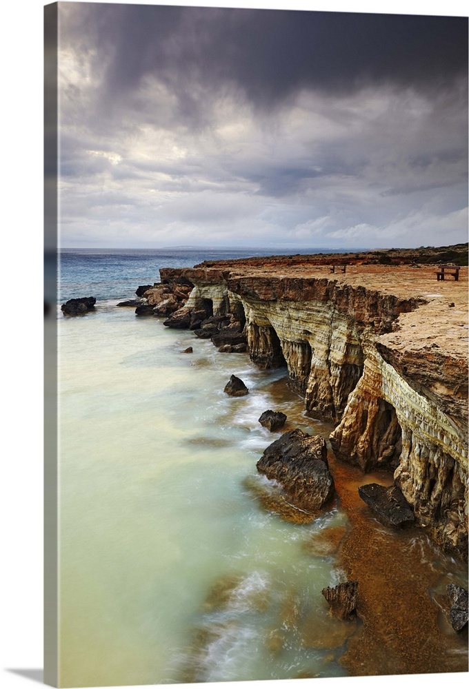 Cyprus, Famagusta, Ayia Napa, Cliff-lined coast on Cape Greco.