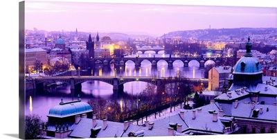 Czech Rep, Prague, Bridges on Moldava Vltava River