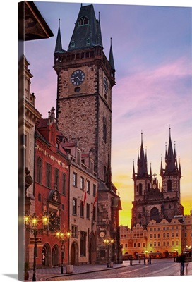 Czech Republic, Prague, Vltava River, Old Town Square, Astronomical Clock, Tyn Church