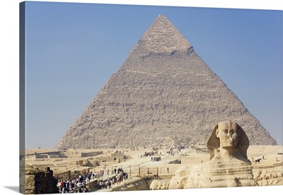 Egypt, Cairo, Giza, Pyramids of Giza, The Sphinx and the Pyramid of Khafre