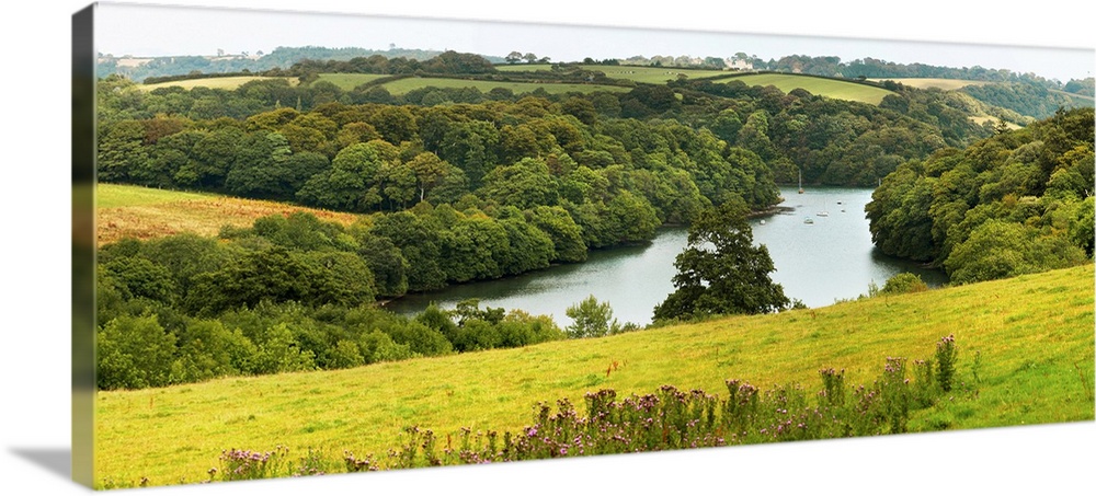 United Kingdom, UK, England, Great Britain, Cornwall, Looking down on the Fal River from Trelissick Gardens
