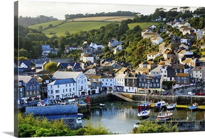 England, Cornwall, Panoramic overview of Mevagissey village