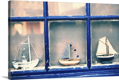 England, Cornwall, Ships decoration on a door in Gorran Haven village