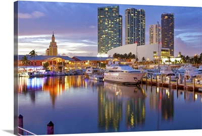 Florida, Atlantic ocean, Miami, Marina at the Bayside Marketplace in Downtown Miami