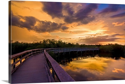 Florida, Everglades National Park, Anhinga trail, The walkway at sunset