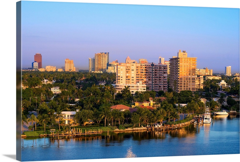 United States, USA, Florida, Fort Lauderdale, Atlantic ocean, Travel Destination, View of the city and canals from the Ven...