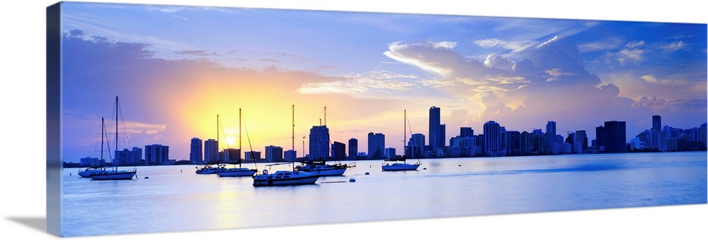 United States, USA, Florida, Miami, Atlantic ocean, Travel Destination, View of the skyline from Key Biscayne