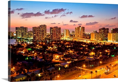Florida, Miami, Aventura at night