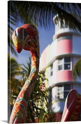 Florida, Miami Beach, Flamingo statue on Ocean Drive