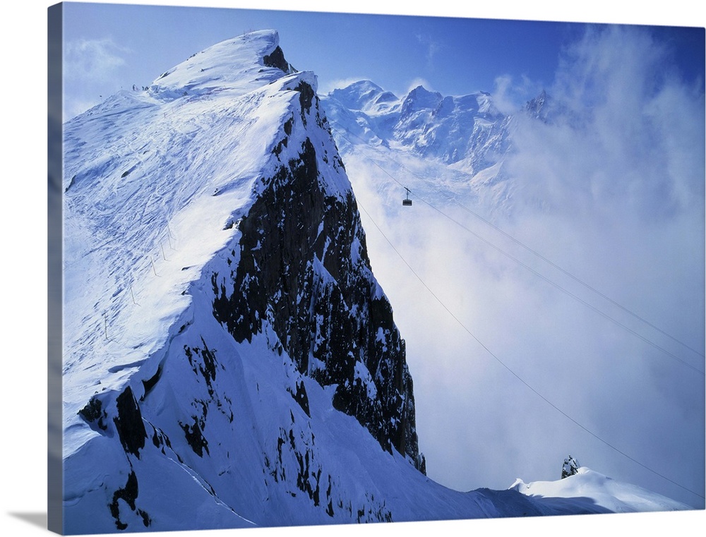 France, Chamonix, Cable-car of Brevent towards Mount Blanc