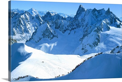 France, Chamonix, View from Aiguille du Midi towards Vallee Blanche