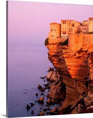 France, Corsica, Bonifacio, Town and cliff