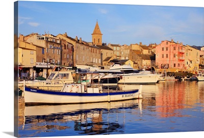 France, Corsica, Saint-Florent, Haute-Corse, View of the old town and port