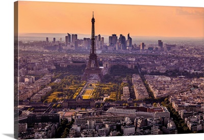France, Invalides, View Of The Eiffel Tower From Tour Montparnasse At Sunset